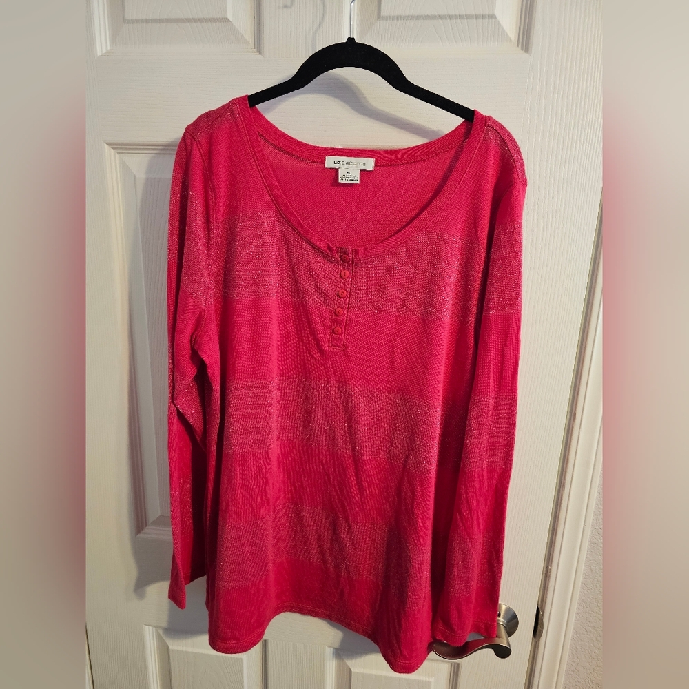 Liz Claiborne Vibrant Pink Long Sleeve Top